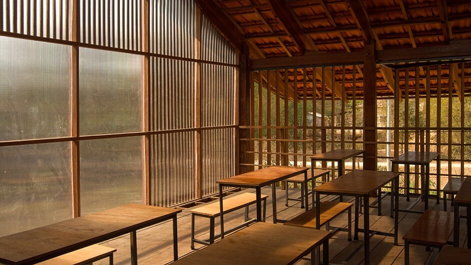 Interior view of community school in Cambodia